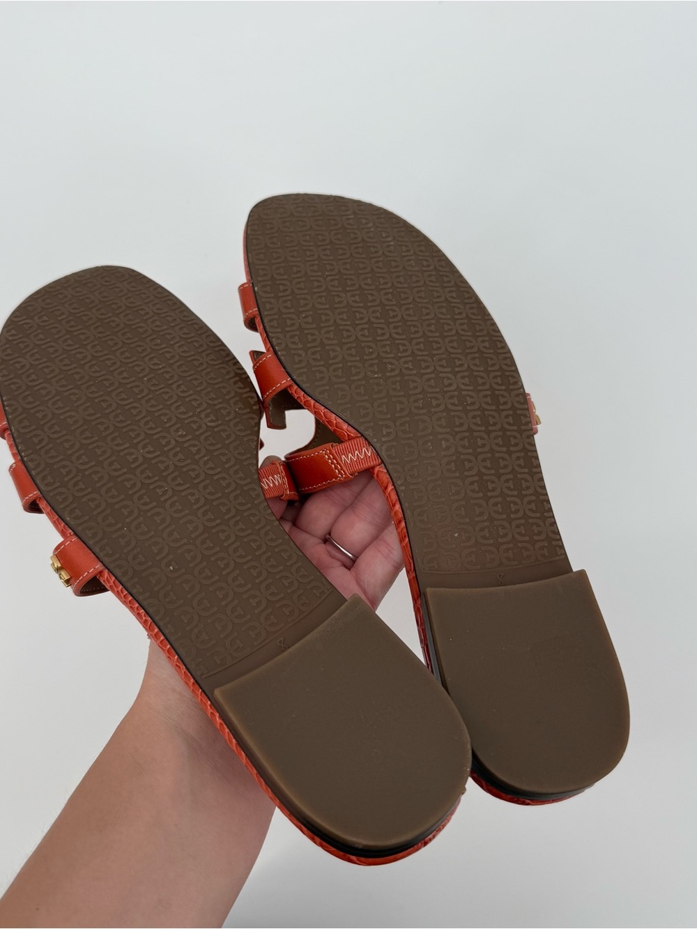 Sam Edelman Bay Slide Sandals Orange Leather Croc Size 8 Designer - Picture 4 of 11
